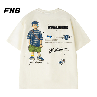 FNB美式潮牌夏季新款宽松休闲百搭短袖T恤款潮牌卡通印花男女同款