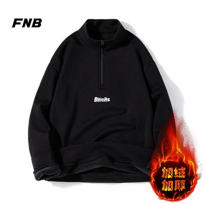 FNB潮牌半拉链卫衣男士秋冬季2024新款复古潮流加绒加厚保暖休闲