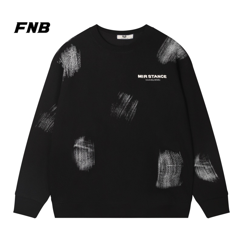 FNB潮牌男女字母刺绣圆领卫衣简约长袖毛衣情侣装秋2024年季新款