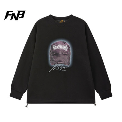 FNB美式高街嘻哈风印花长袖卫衣男女同款潮牌宽松圆领运动上衣秋