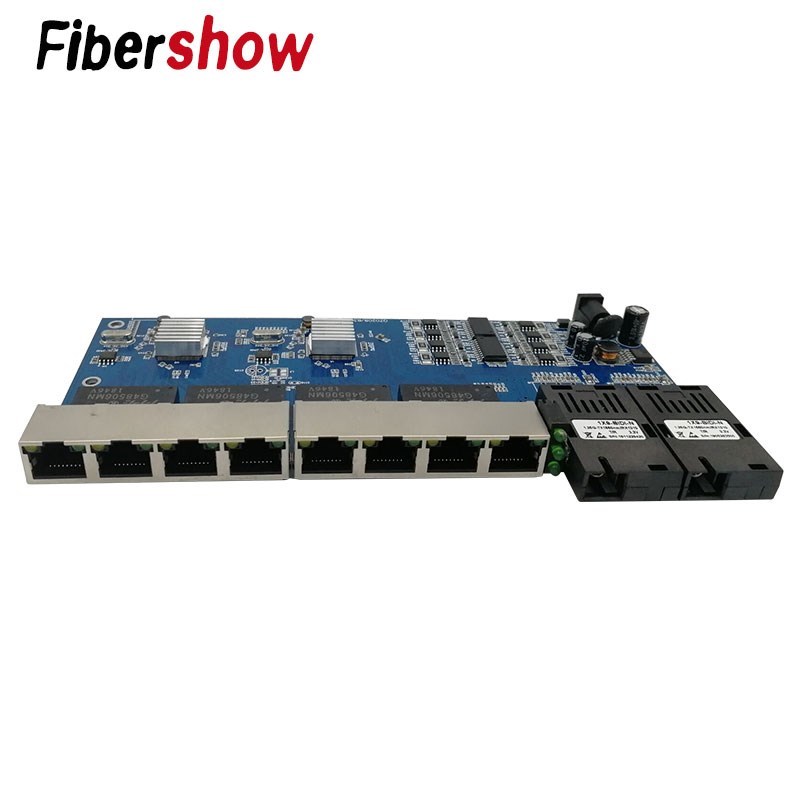 Reverse POE switch 8 RJt45 2 SC fiber Gigabit Ethernet switc