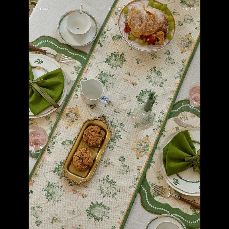 蜡笔派法式田园春雾s颂桌旗氛围感餐桌桌布防水茶旗茶几布定制,居家布艺,桌旗,淘宝优惠券,粉丝福利购,淘宝优惠卷