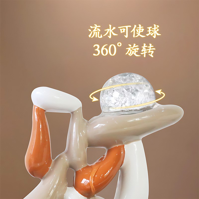 财源滚滚循环流水摆件室内客厅办公室H桌面招财装饰品树脂 工艺品