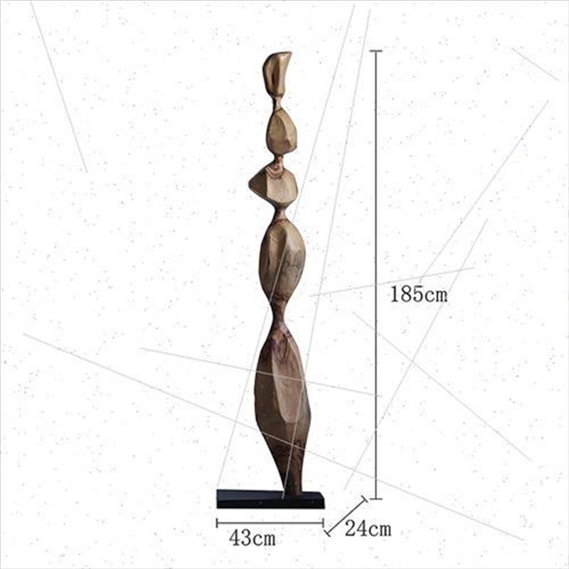 形上侘寂风实木雕塑橱窗装饰玄关客厅茶室几何柱子大型落地摆件