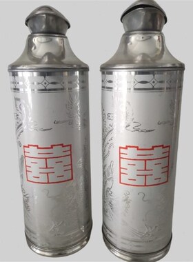 民俗老物件老式暖瓶水壶保温热水瓶壶绿色铁皮R暖壶竹子老式压力