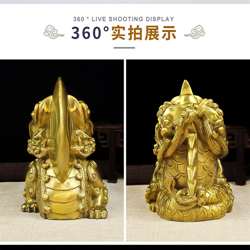 狮咬剑斧头乔迁搬家斧子摆件铜睚眦上古神兽一Q对日月睚眦家居客