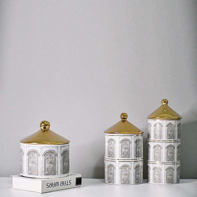 北欧镀金罗马教堂陶瓷盖罐意式轻奢工K艺装饰摆件台面花瓶花器,包装,竹帘包装,淘宝优惠券,粉丝福利购,淘宝优惠卷