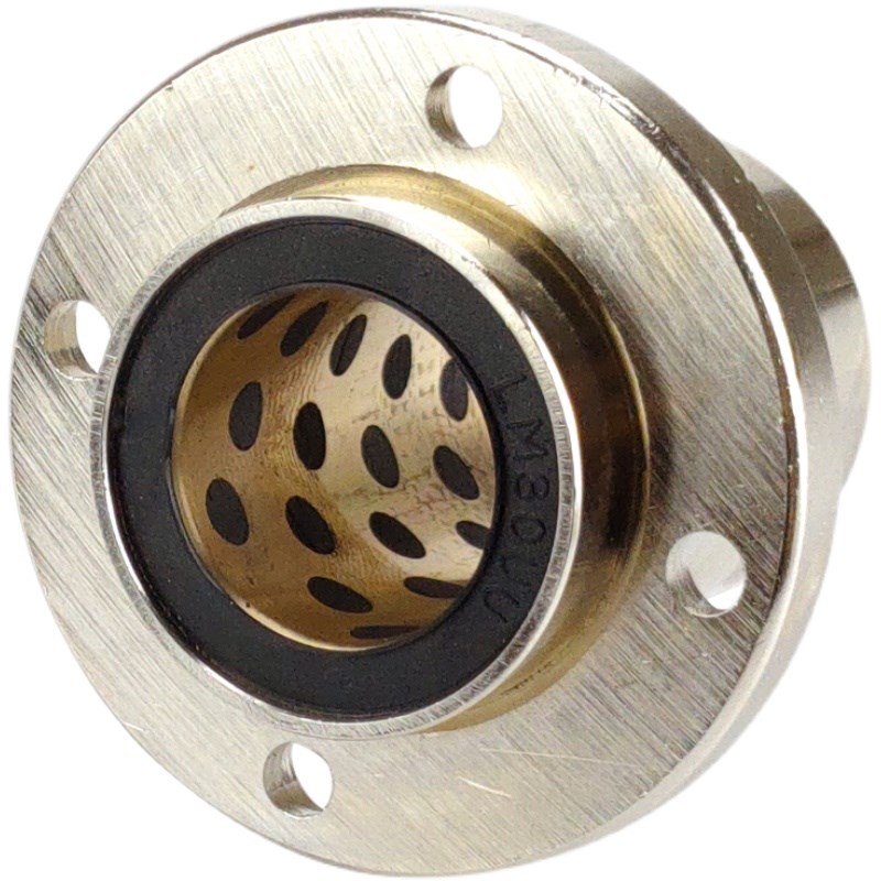 外钢内铜嵌入式圆法兰石墨铜套q直线轴承LMFP12 16 20 25 30 35UU