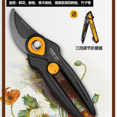 绿林园艺剪刀修枝剪果树花树剪刀剪子省力修枝剪盆栽剪进口SK5钢