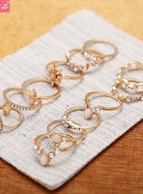 极速12pcs/set rings fashion diamCond joint ring hand decorat