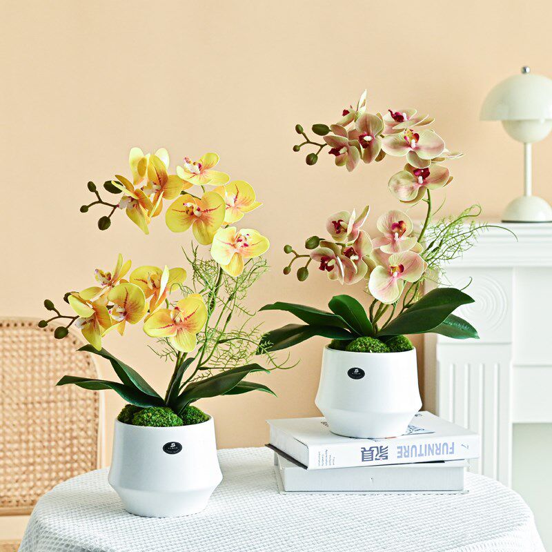 新品仿真蝴蝶兰花假花电视柜茶几C餐桌假花摆设客厅室内家居盆栽
