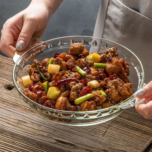 极速耐热高硼玻璃盘子圆透明餐具A家专用凉菜微波炉烤盘器皿鲍鱼