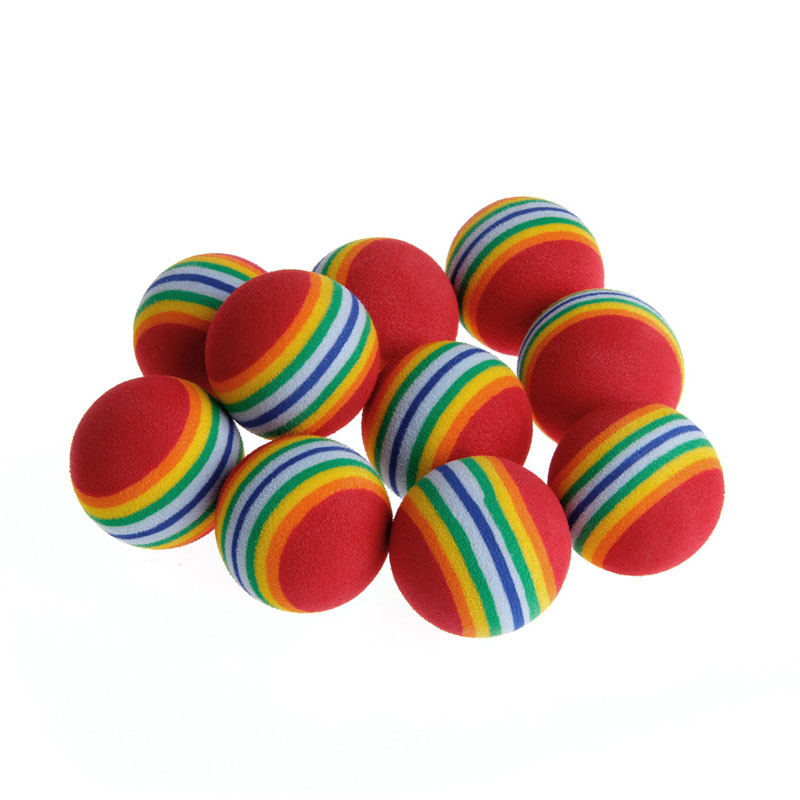 速发10Pcs Colorful Pet Rainbow Foam Fetch Balls Training Int