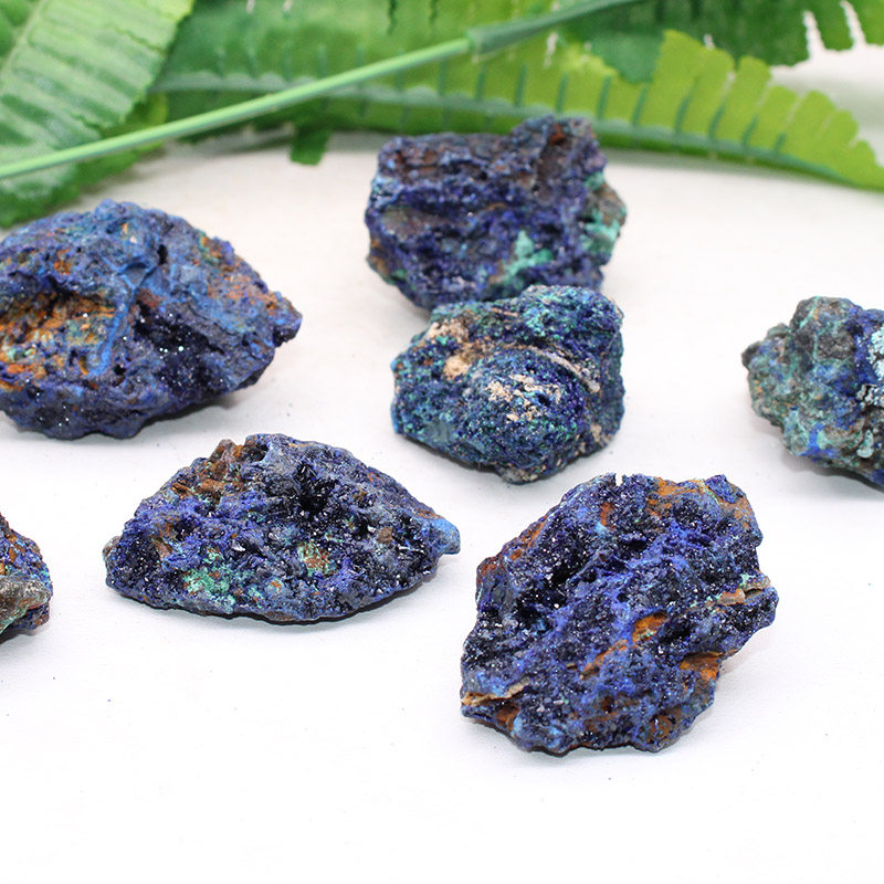 极速易晶缘水晶矿石天然蓝铜矿原石摆件标本O石毛料孔雀石共生宝