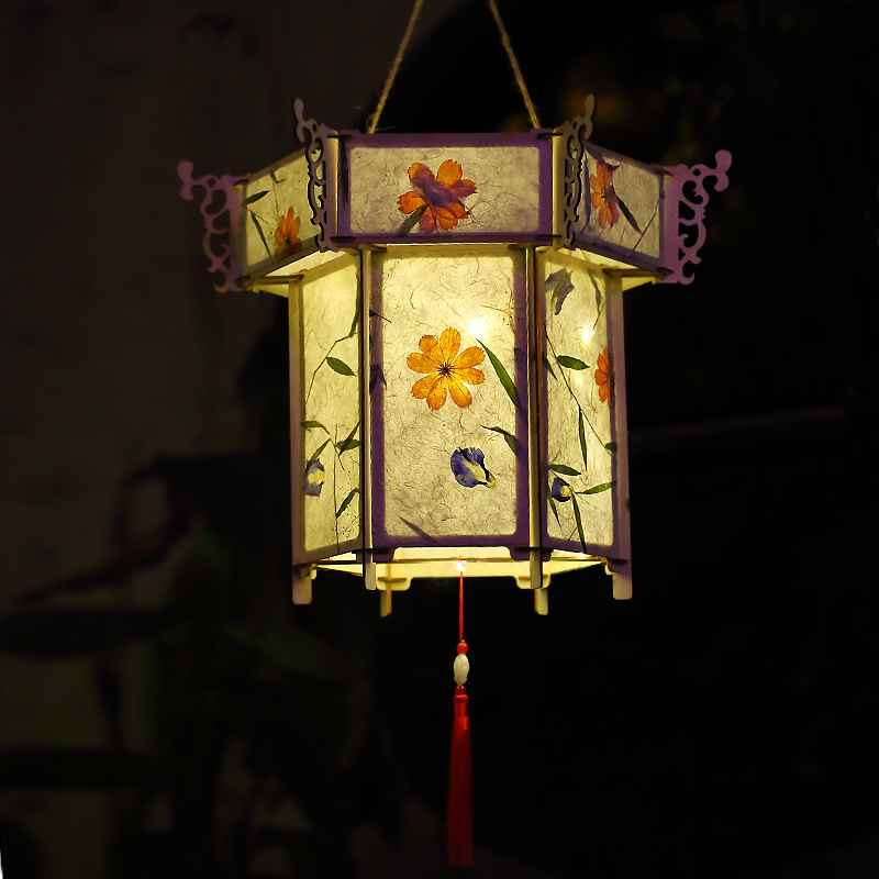 极速中秋节花灯古风灯笼diy手工材料制作汉服手提发光.宫灯花草纸