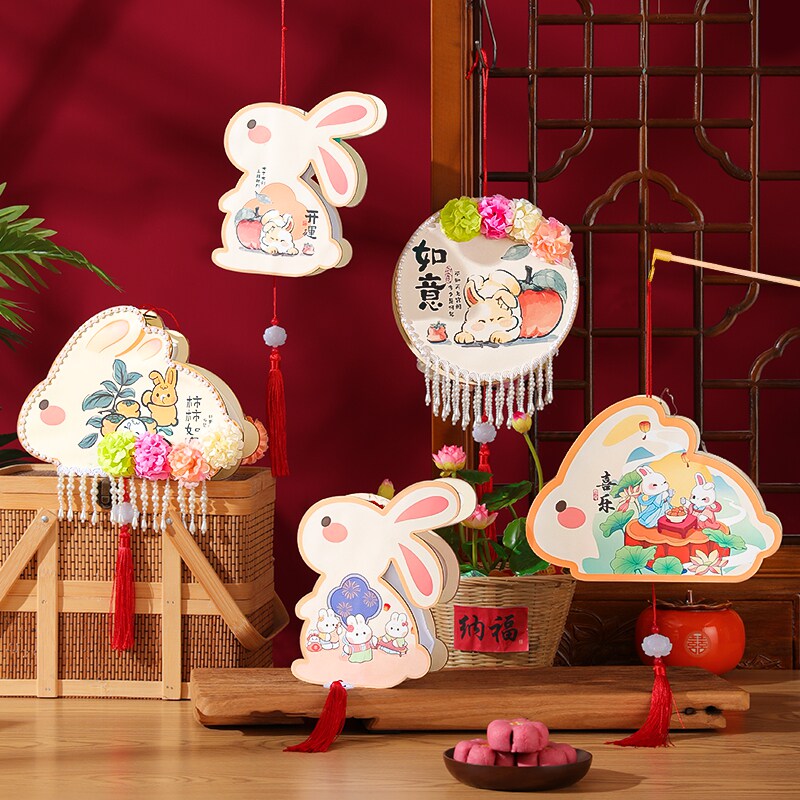 新品2023新款过新年装饰灯笼礼品手提花I灯儿童手工diy材料摆摊小