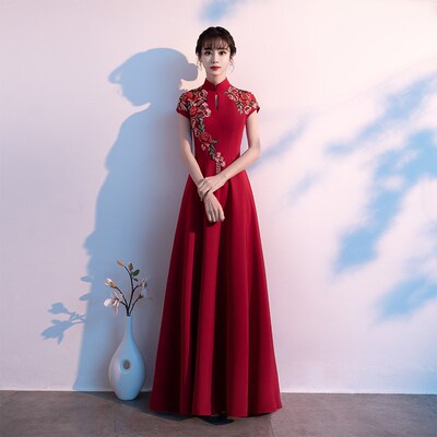 新品2025新款大合o唱团演出服女长裙红歌中国风朗诵服装独唱走秀