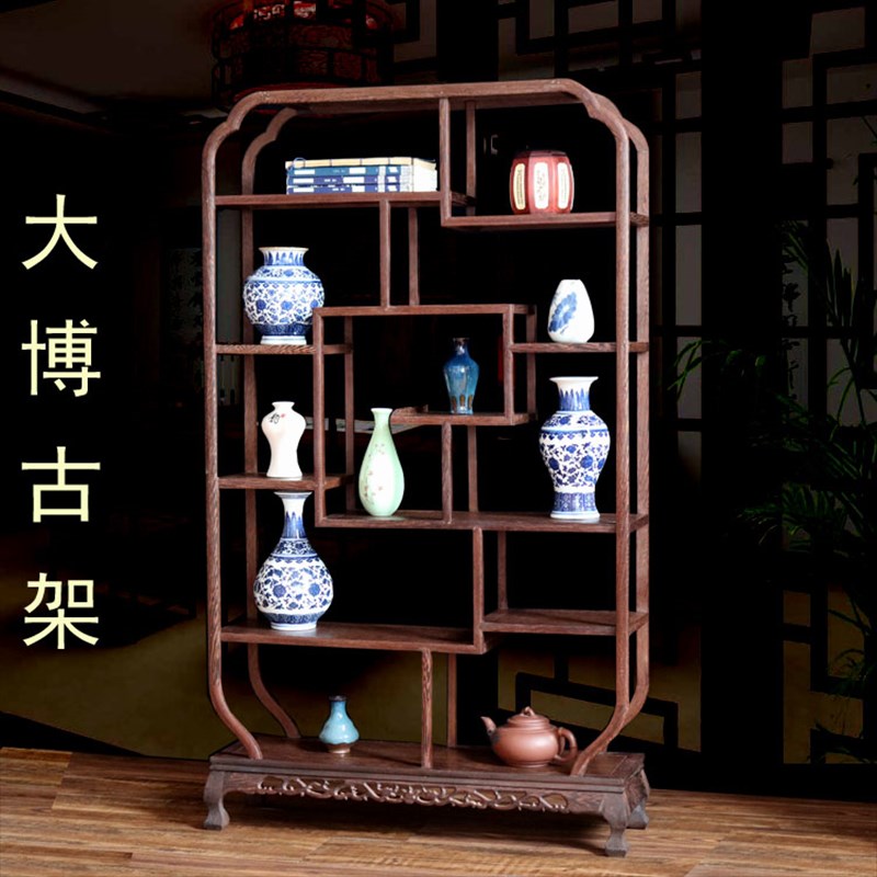 新品鸡翅c木大博古架红木展示架实木中式仿古多宝阁置物架客厅玄图片