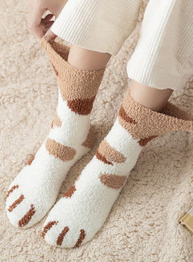 极速Winter Socks Women Thick Coral fleece WarQm Socks Animal