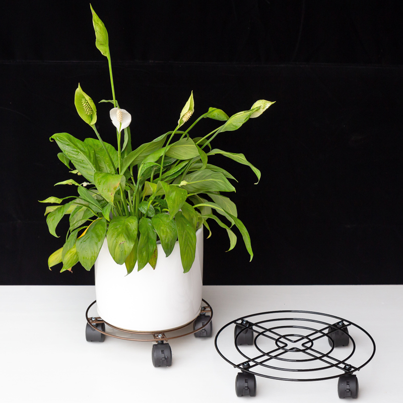 极速加厚实心铁制圆形移动花架花盆底座花托带万S向煞车滑轮子花