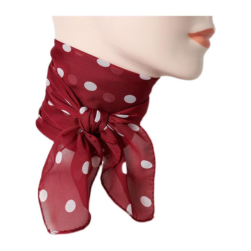 极速春秋韩e版丝巾女波点小方巾领巾职业百搭舞蹈装饰薄纱巾头巾