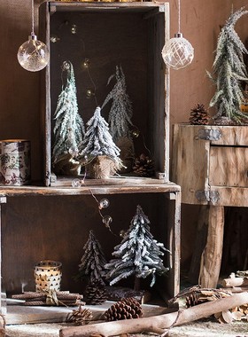 极速掬涵小型f雪松圣诞树桌面摆件橱窗道具咖啡馆节日气氛布置装