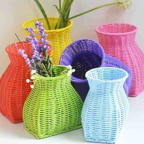 极速半成品背篓手工编织塑料藤编鱼篓采茶叶背篓道U具插花花篮景