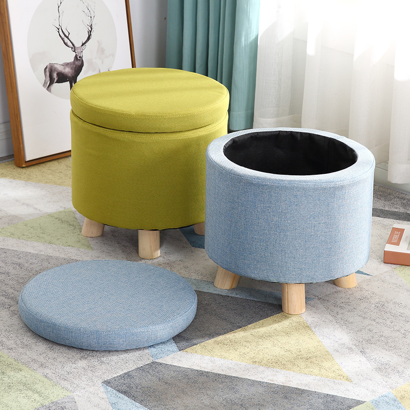 极速储物c凳子多功能收纳凳家用沙发换鞋凳布艺圆凳客厅简约网红