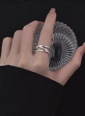 极速新款202g3简约小众设计感纯银交叉戒指时尚个性食指戒ins可调