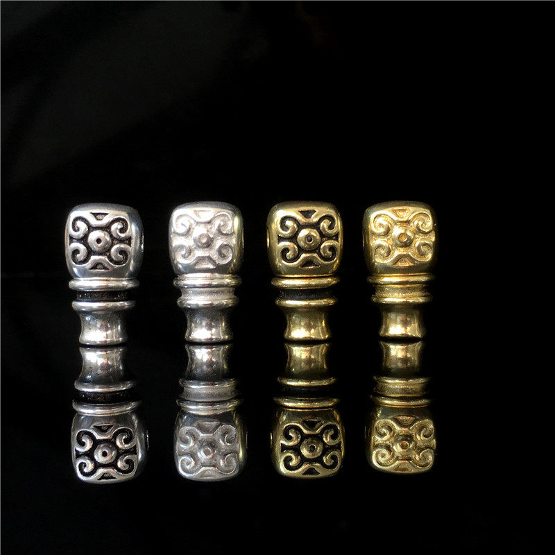 极速纯黄铜d不掉色五眼六通祥云三通佛头配饰方形文玩佛珠星月手