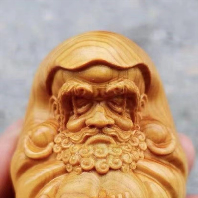 新品崖柏黄杨实木雕刻手q工艺品茶宠达摩手把件圆形禅道达摩佛像