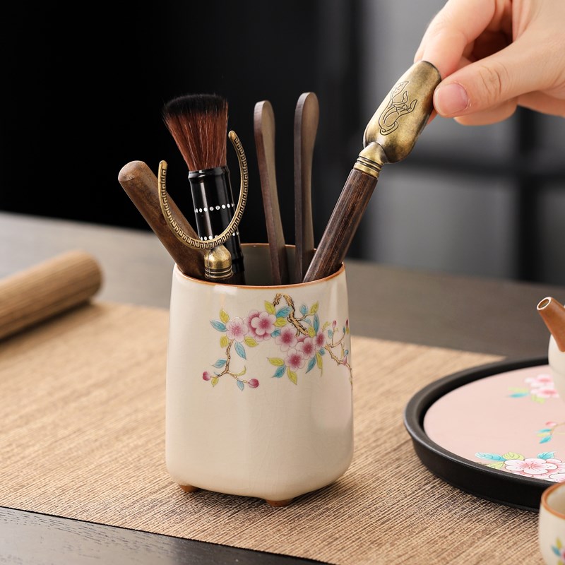 极速汝窑开片茶道六君子套装茶勺茶夹F泡茶工具大全家用禅意风泡