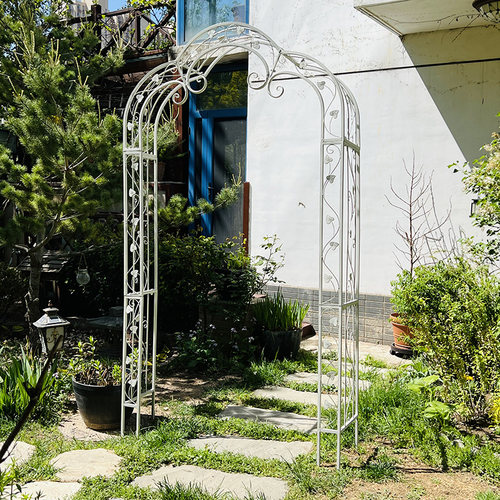 极速美式乡村复古铁艺q花架爬藤架支架拱门铁艺攀爬花园户外庭院