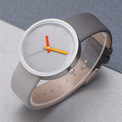 极速Womends Watch Gray Contrast Leather Quartz Watch Women