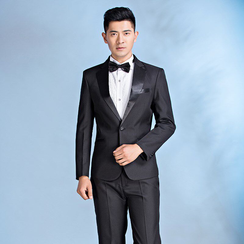 新品男士合唱服装演出西服t套装亮片贴钻西装白色歌手主持司仪礼