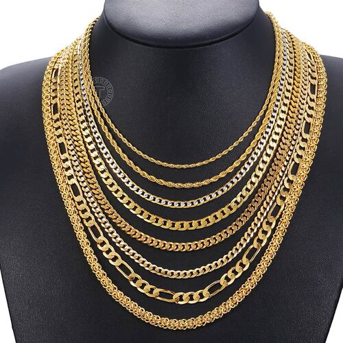 极速Gold Chain For Men Women Wheat Figaro RopeQ Cuban Link C
