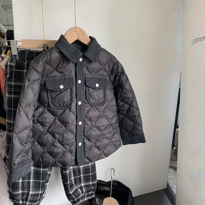 极速夹棉衬衫男童加棉加厚衬衣中大童牛仔轻薄P保暖外套秋冬季韩