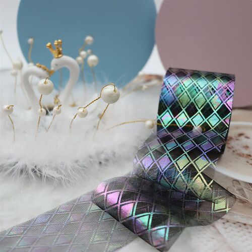 新品6cm 8cm Iridescent Tulle RibCbon 25Yards Shiny Diamond M