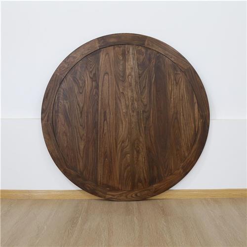 极速北方老榆木j实木餐桌转盘旋转圆盘饭桌转台大圆桌面酒店圆桌