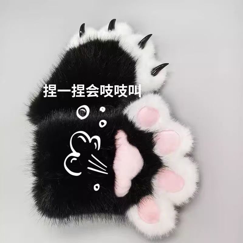 超萌兽爪毛绒手套彩色猫爪带指甲 cospiay网红可爱猫爪子手套演出