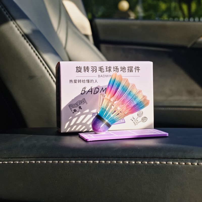 车载旋转羽毛球摆件桌面悬浮个性解压发光自由旋转羽毛球装备