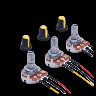 100K 梅花柄 20K WH148型电位器 带旋钮带线20CM 1M带线头子