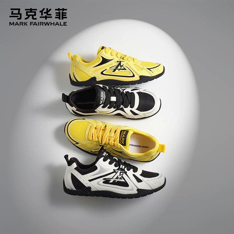 马克华菲网面休闲德训鞋女款春季2026新款百搭情侣银色复古运动鞋