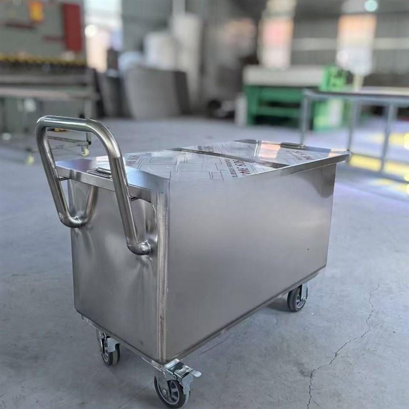 食品医药316不锈钢物料车带盖30C4槽车斗车接料推车转运车面粉料
