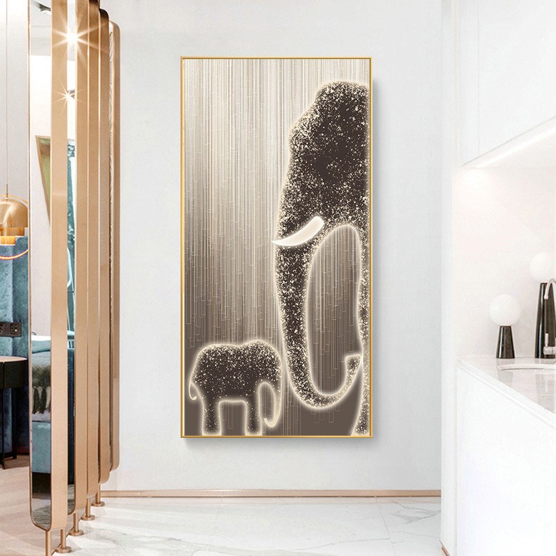 入户玄关挂画大幅装饰画客厅走廊过道背景墙晶瓷镶S钻立体LED灯画图片