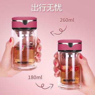 双层优雅新家园泡l茶时尚隔热简约便携式杯子女士玻璃杯水杯迷你