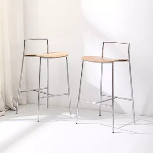 实木吧台椅子靠背椅久坐不累x酒吧前台商用高脚椅餐厅家用岛台凳