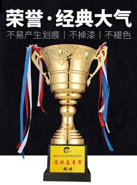 水晶奖杯纹绣纪念杯定制冠军金属奖品H韩式半永久纹绣创意奖杯刻