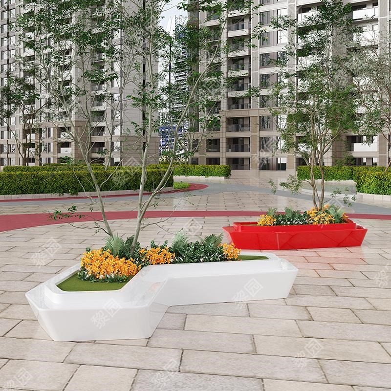 玻璃钢树池坐凳户外园林学校圆形种植G池景区创意异形花池座椅定