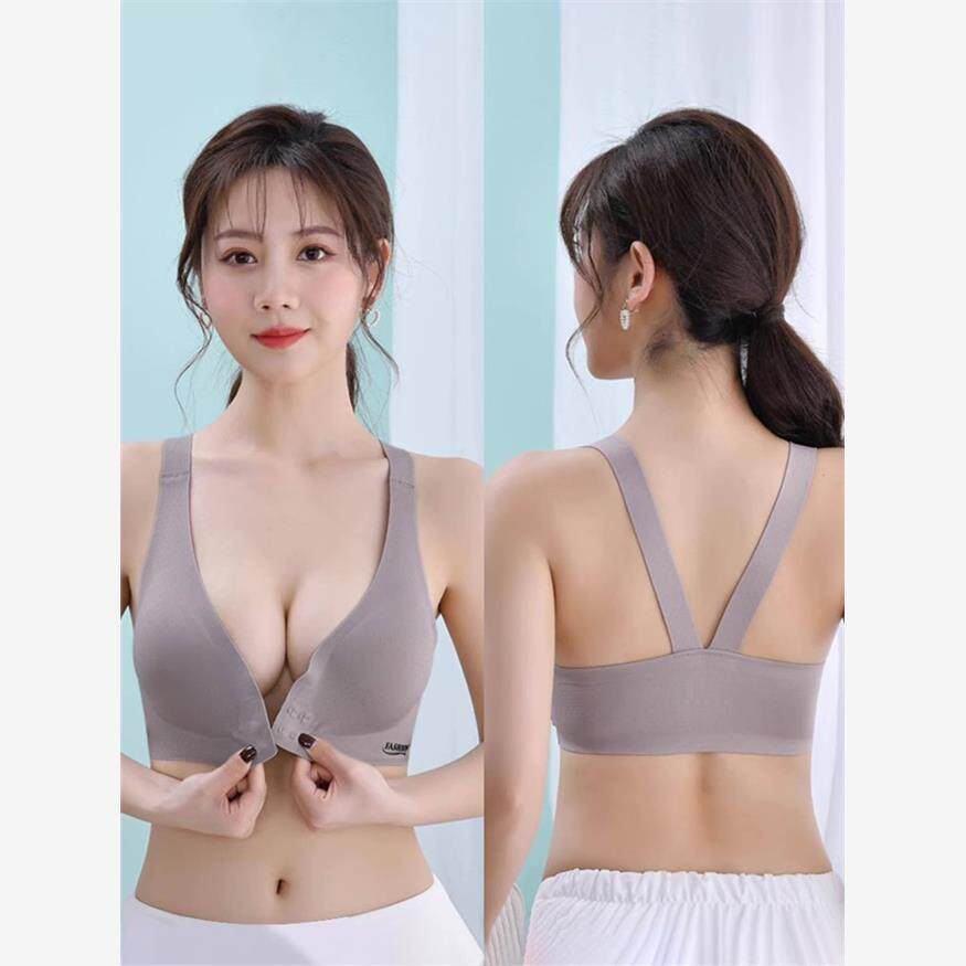 美背前扣运动bra内衣女夏薄款小胸聚拢文胸调整型无痕背心式胸罩
